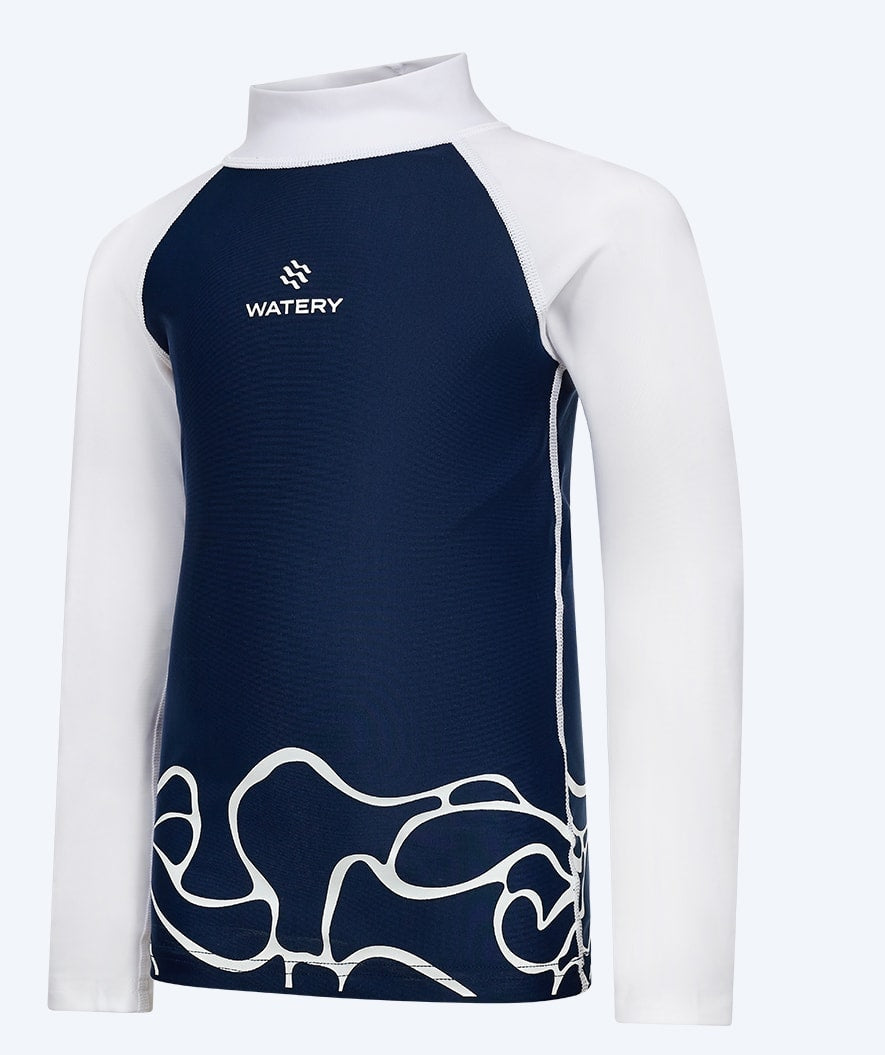 Watery UV-trøje til børn - Chilton Langærmet - Mørkeblå/hvid