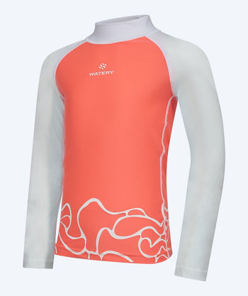 Watery UV-trøje til børn - Chilton Langærmet Rashguard - Lyserød/hvid