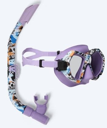 Watery Combo snorkelsæt til junior (8-15) - Riku Camo - Lilla