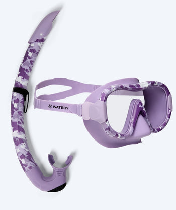 Watery Combo snorkelsæt til voksne - Rudder Camo - Lilla