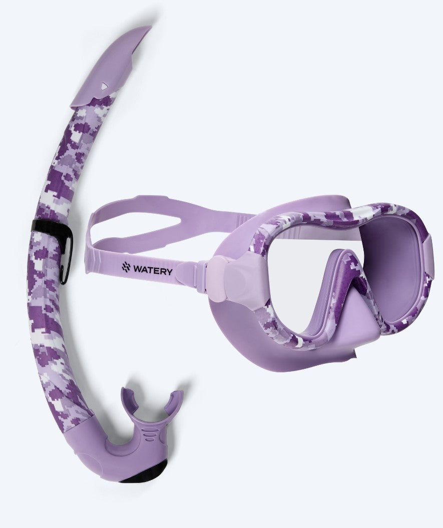 Watery Combo snorkelsæt til voksne - Rudder Camo - Lilla