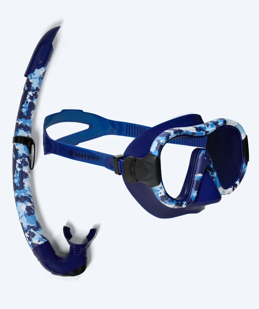 Watery Combo snorkelsæt til voksne - Rudder Camo - Mørkeblå