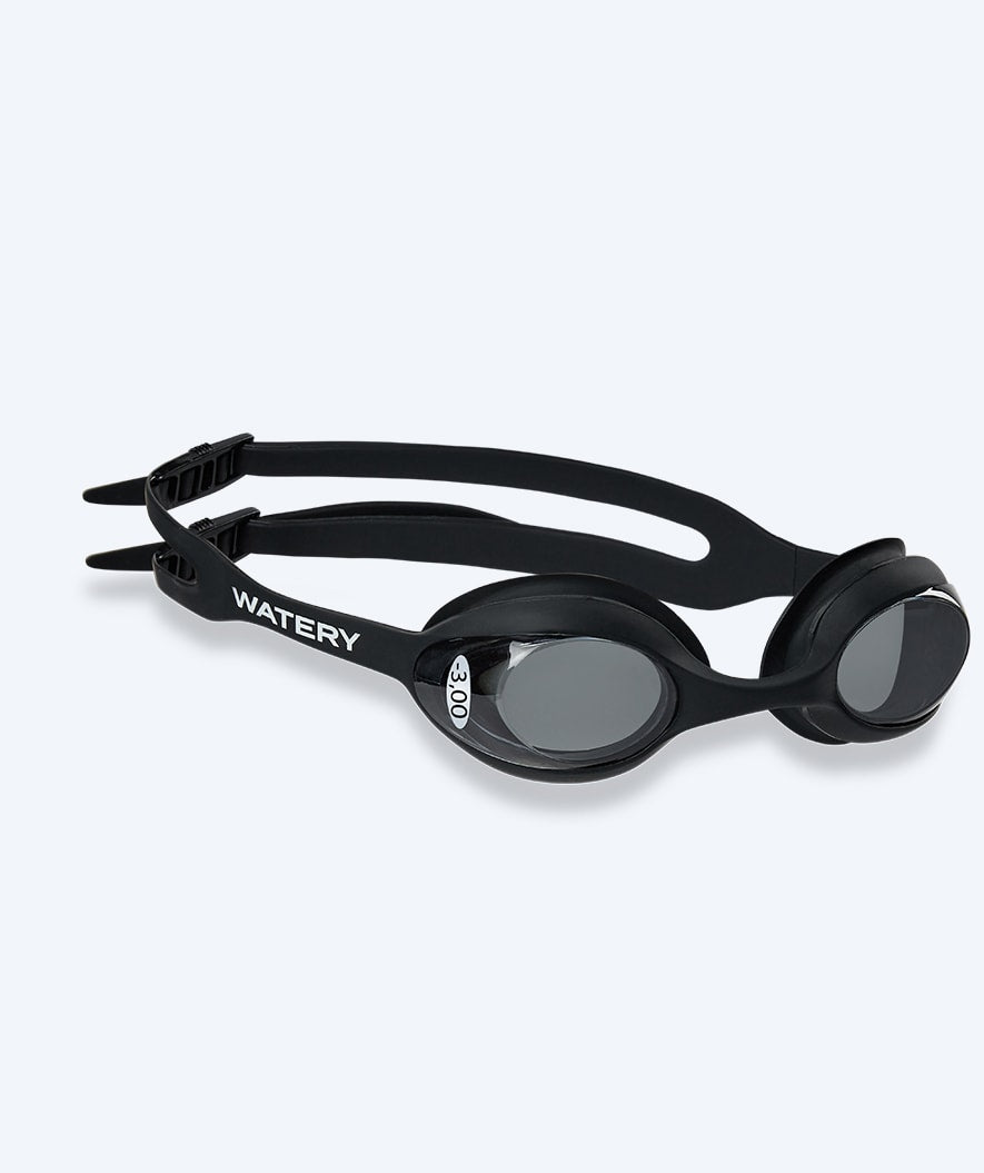 Watery nærsynede svømmebriller med styrke til børn - (-1.5) til (-5.5) - Matira - Sort (Smoke linse)