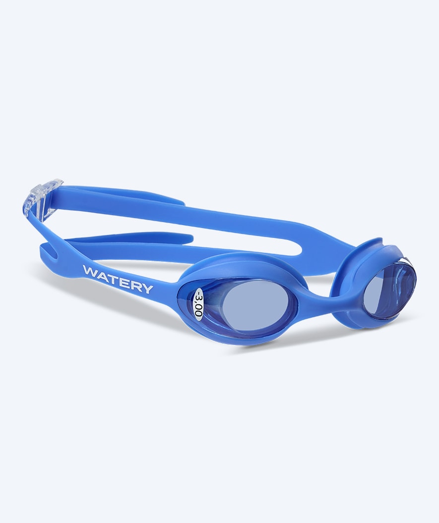 Watery nærsynede svømmebriller med styrke til børn - (-1.0) til (-4.0) - Matira - Blå (Blå linse)