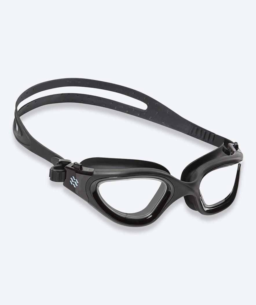 Watery nærsynede svømmebriller med styrke - (-2.0) til (-6.0) - Raven Active - Sort/klar