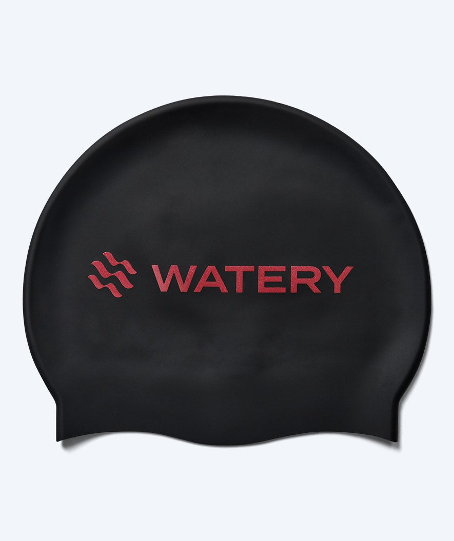 Watery badehætte - Signature Metallic - Sort/rød