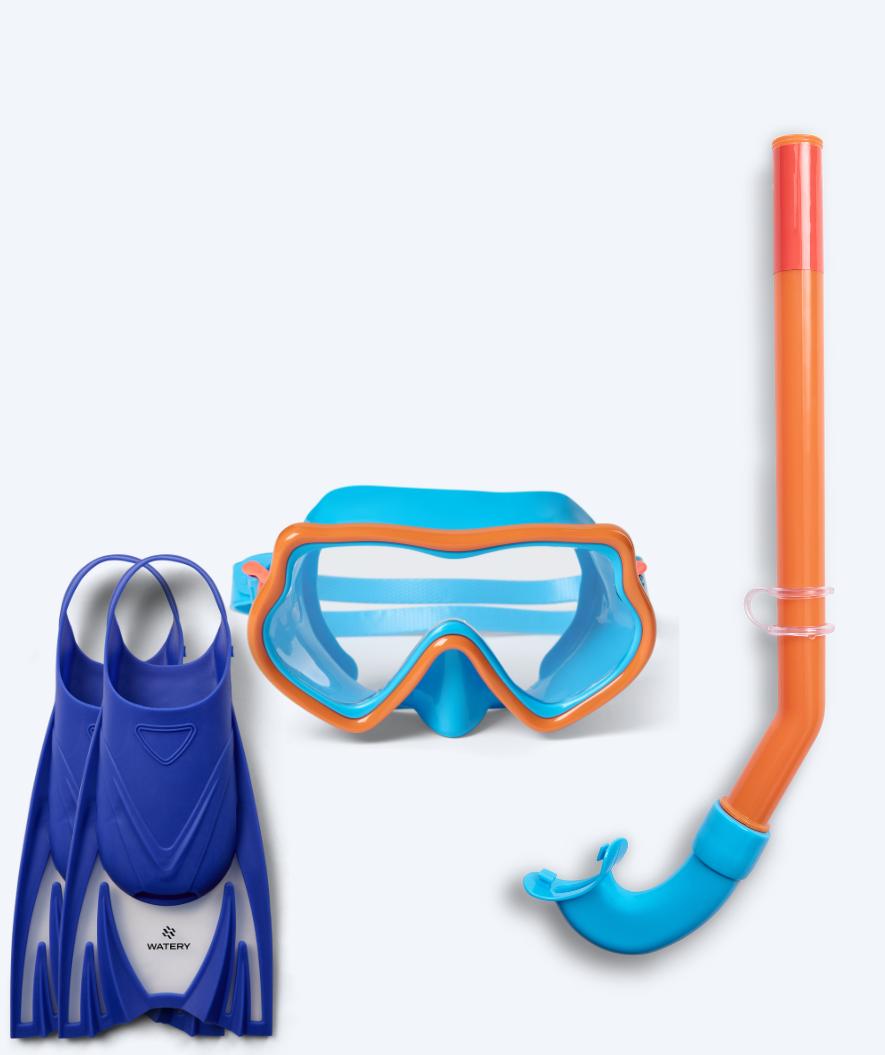 Watery snorkelsæt til børn (4-10) - Pulina/Bimasha - Orange/mørkeblå