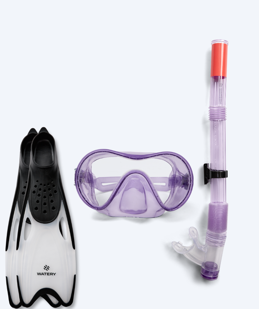 Watery snorkelsæt til junior (8-15) - Jubal/Rilian - Lilla/sort