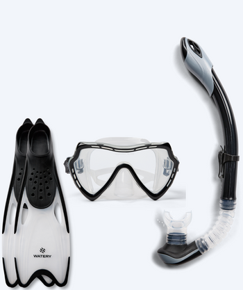 Watery snorkelsæt til voksne (fra 15 år) - Nebula/Rilian - Sort/sort