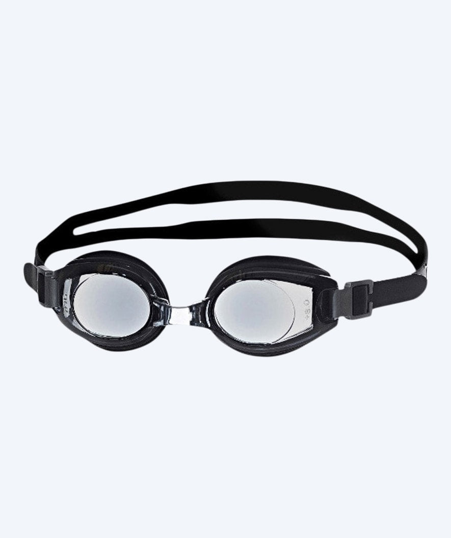 Primotec langsynede svømmebriller med styrke - (+1.0) til (+8.0) - Sort (Smoke glas)