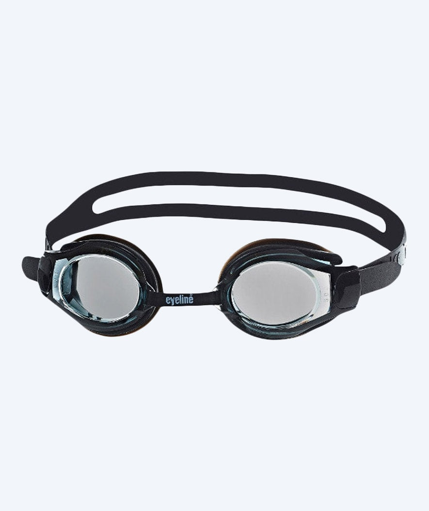 Eyeline nærsynede svømmebriller med styrke - (-1.5) til (-10.0) med smoke glas (Sort)