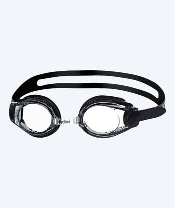 Eyeline nærsynede svømmebriller med styrke - (-1,5) til (-10,0) med klar glas (Sort)