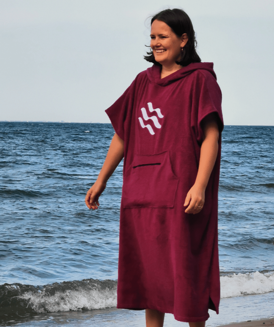 Watery badeponcho til voksne - Bomuld - Sort