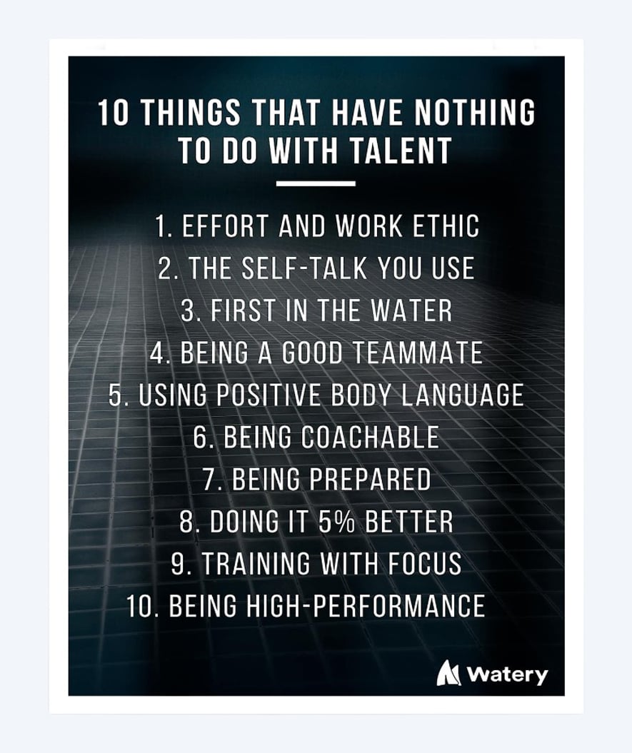 Watery svømmeplakat - 10 things that have nothing to do with talent - B2