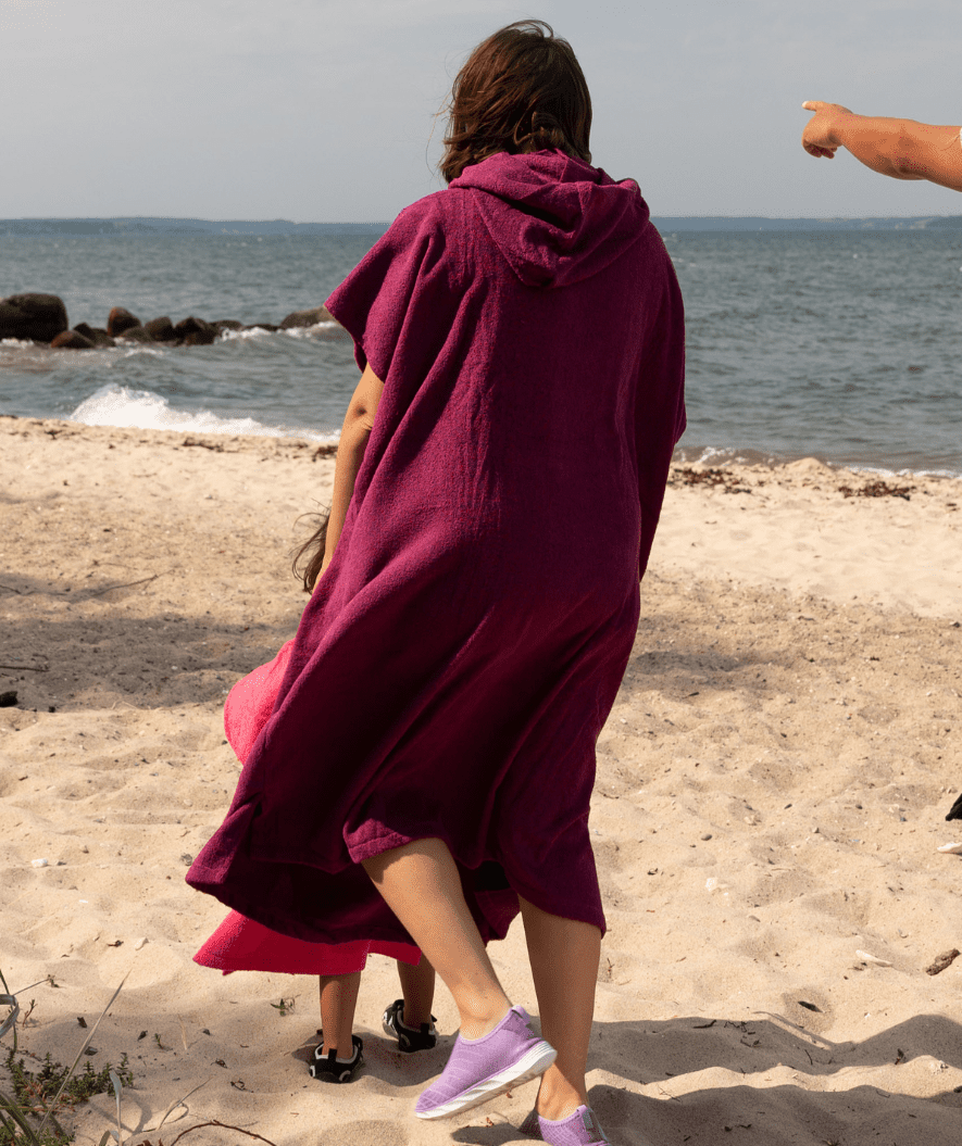 Watery badeponcho til voksne - Bomuld - Sort