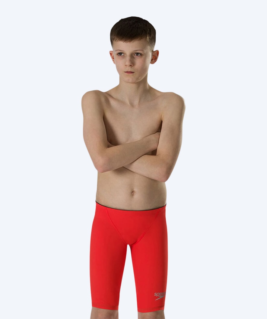 Speedo konkurrence badebukser til drenge - LZR Element - Rød/Sølv (Limited)