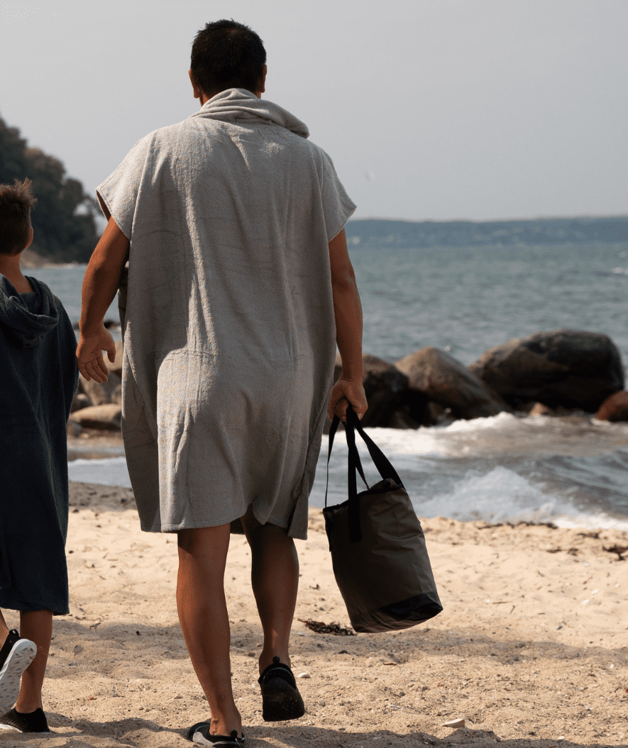 Watery badeponcho til voksne - Bomuld - Sort