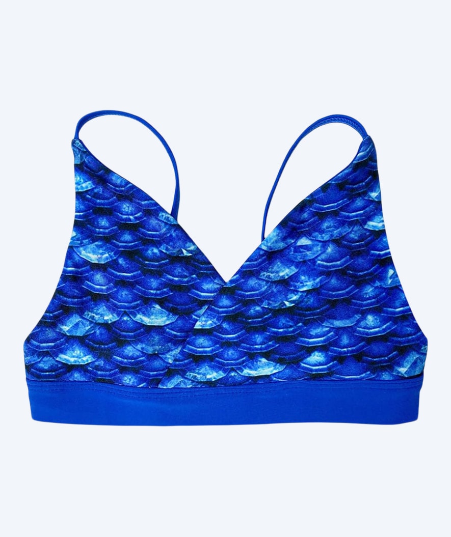 Fin Fun havfruebikini top til piger uden flæser - Arctic Blue