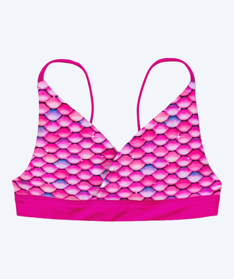 Fin Fun havfruebikini top til piger uden flæser - Malibu Pink (Pink)
