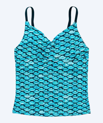 Fin Fun tankini top til piger - Tidal Teal (Lyseblå)