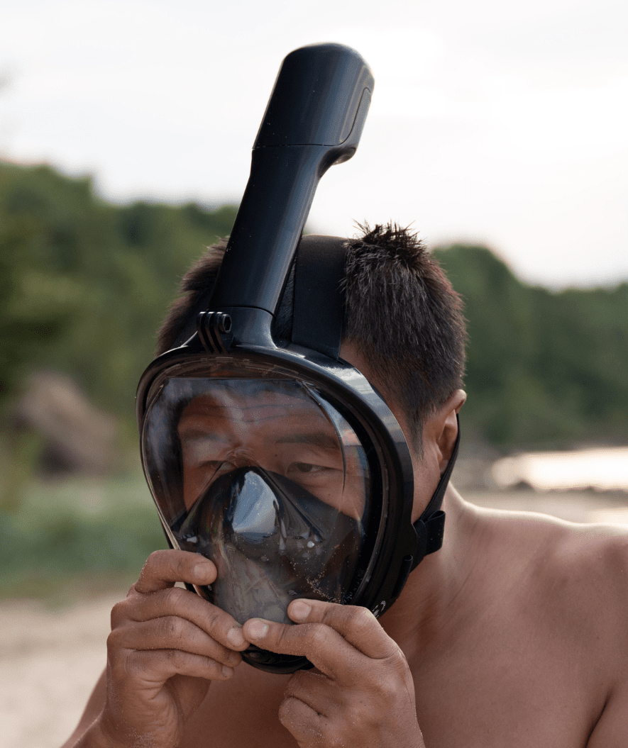 Watery fullface dykkermaske til voksne - Oxygen - Sort