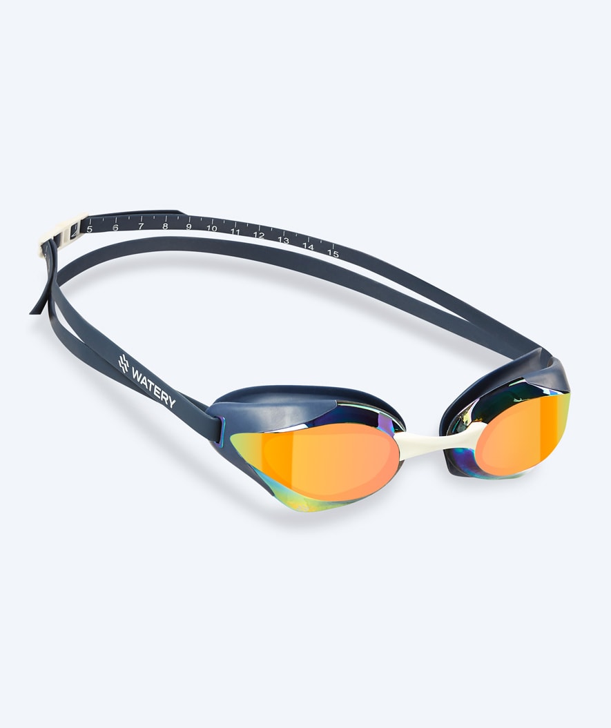 Watery Elite svømmebriller - Poseidon Ultra Mirror - Mørkeblå/guld