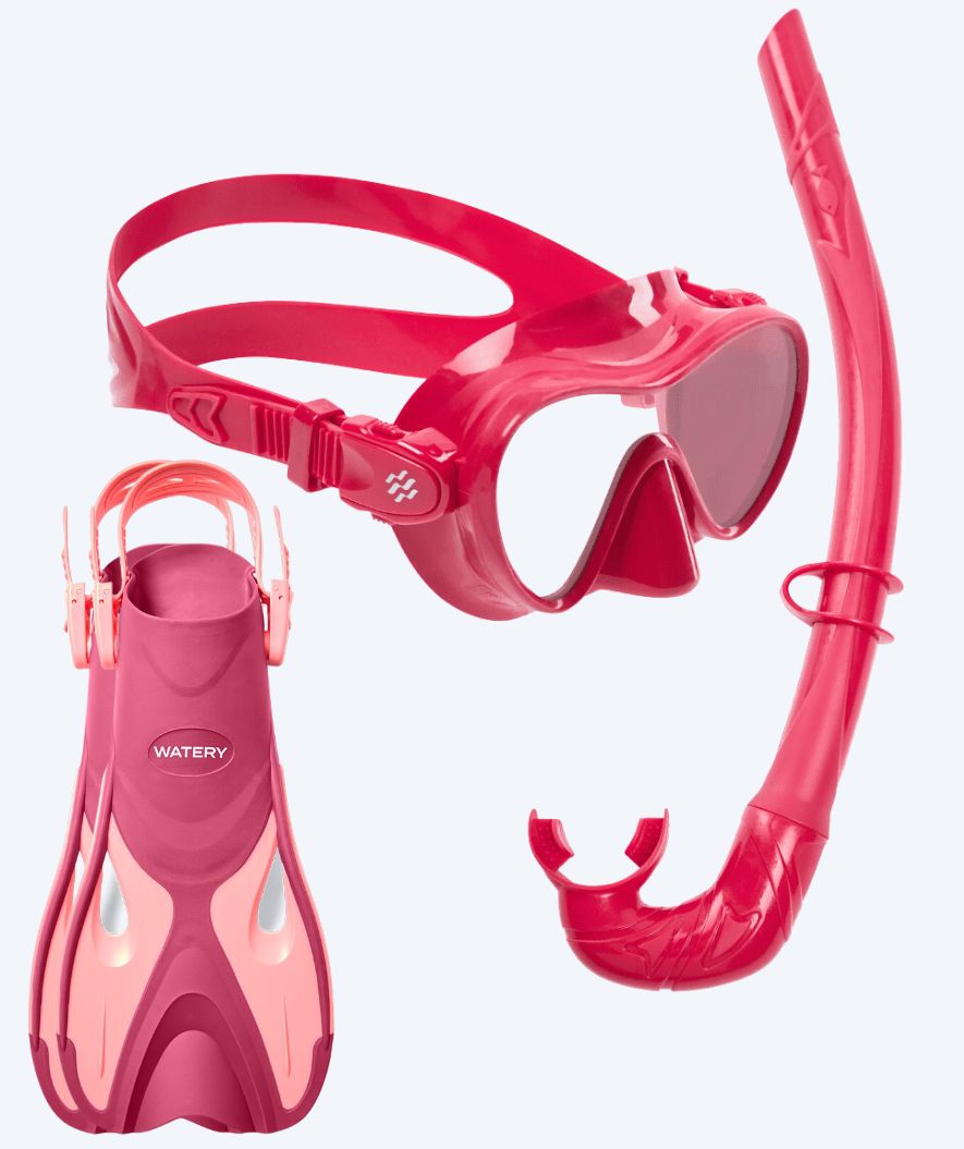 Watery snorkelsæt til børn - Fisher/Cliff - Pink/rød
