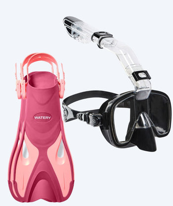 Watery snorkelsæt til børn - Fisher/Pearl - Pink/sort