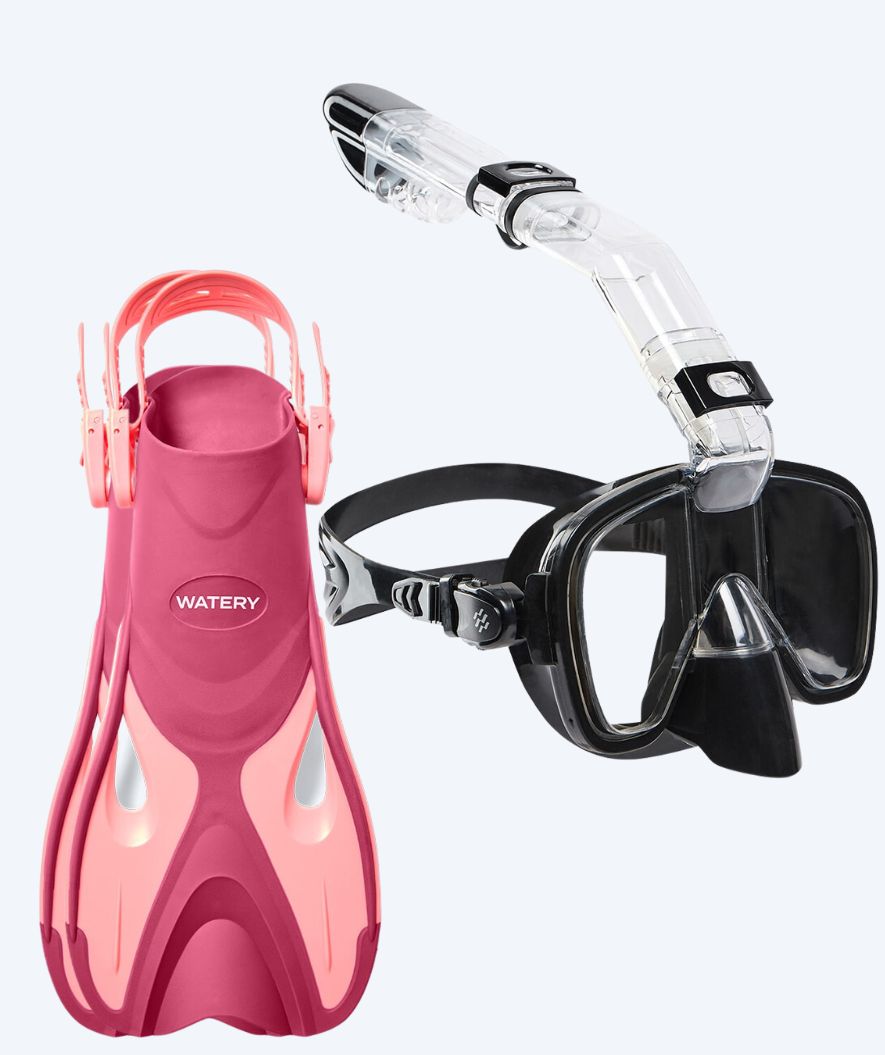 Watery snorkelsæt til børn - Fisher Pearl - Pink/sort