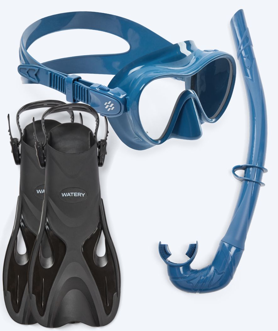 Watery snorkelsæt til børn - Fisher/Cliff - Mørkeblå