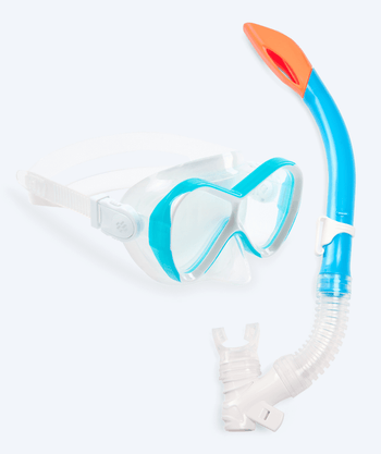 Watery Combo snorkelsæt til børn - Triton Semi-dry - Lyseblå