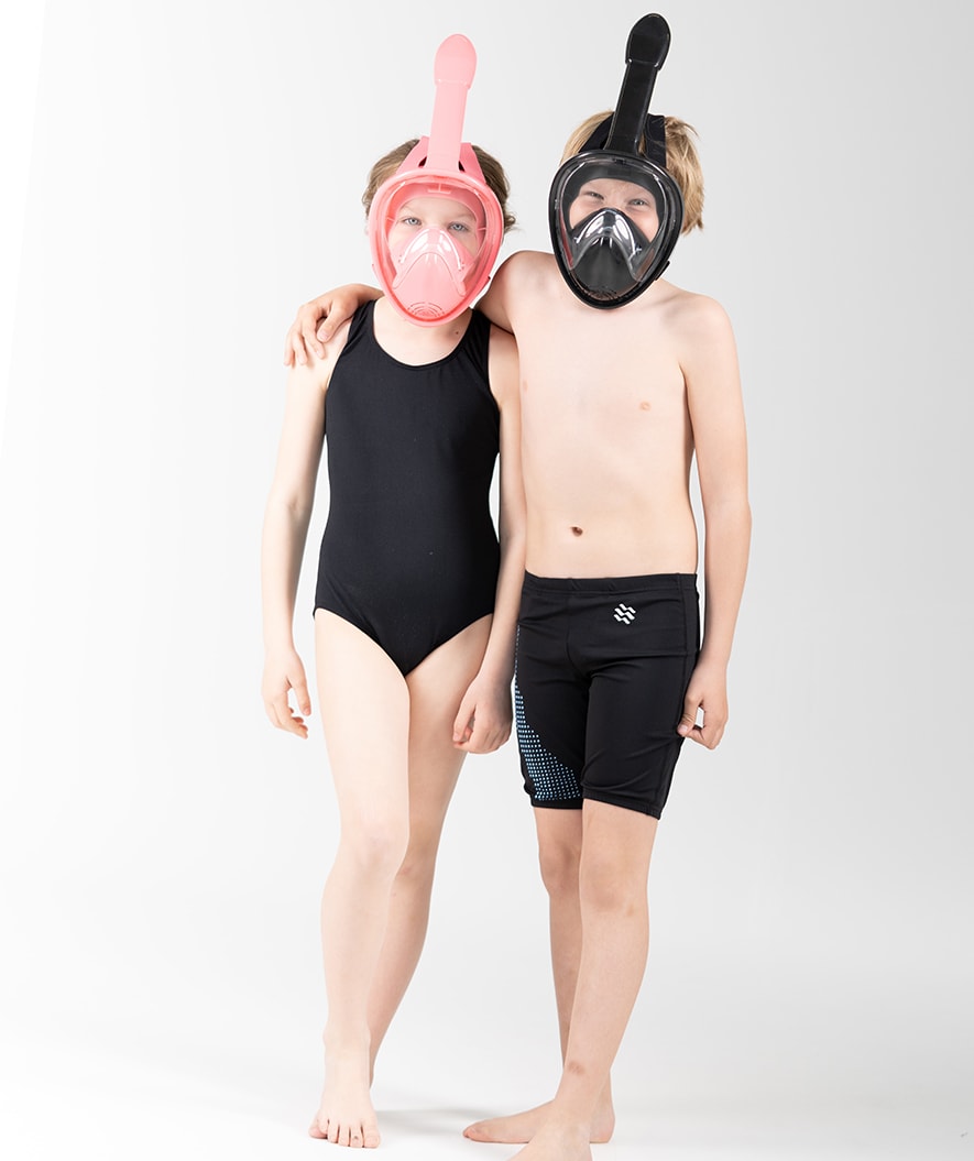 Watery fullface dykkermaske til børn - Oxygen - Sort
