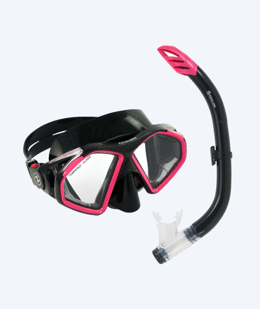 Aqualung Combo snorkelsæt til voksne - Combo Hawkeye - Sort/lyserød