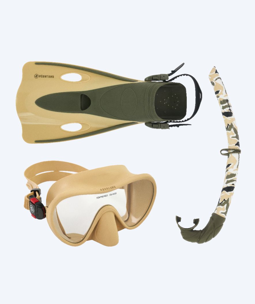 Aqualung snorkelsæt til voksne - Nabul - Sand/grøn