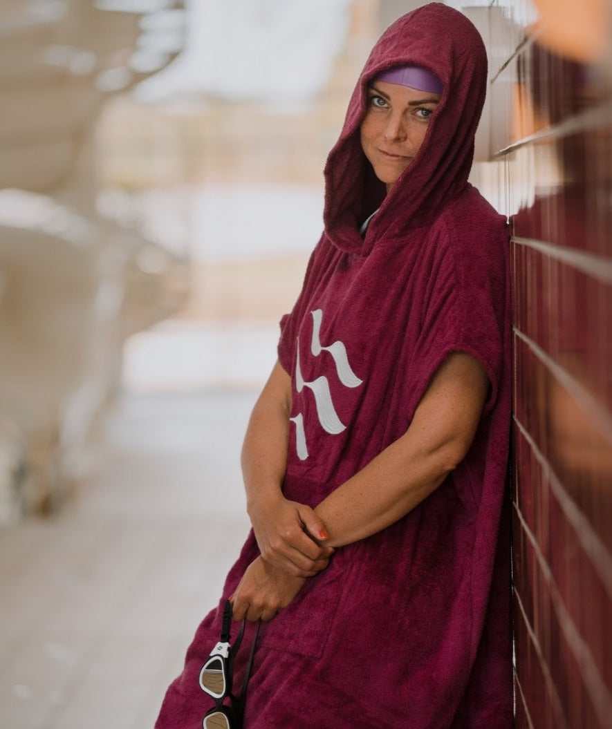 Watery badeponcho til voksne - Bomuld - Sort