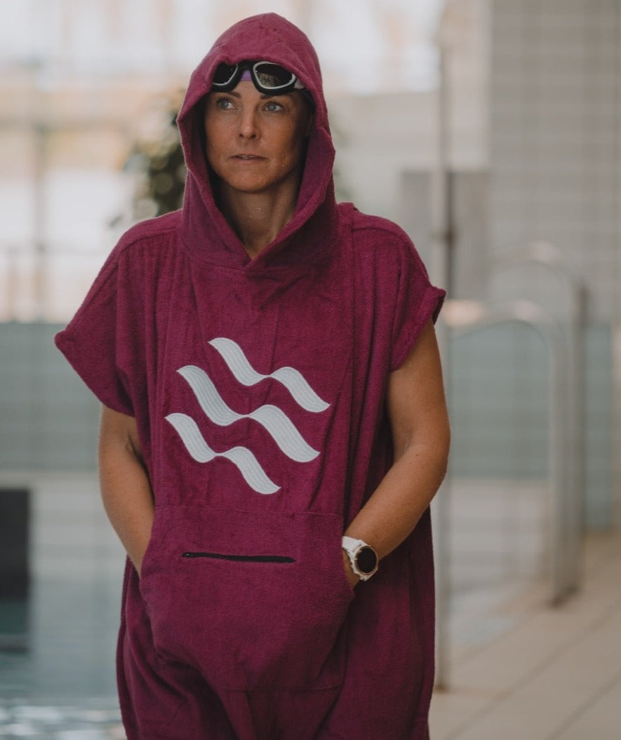 Watery badeponcho til voksne - Bomuld - Sort