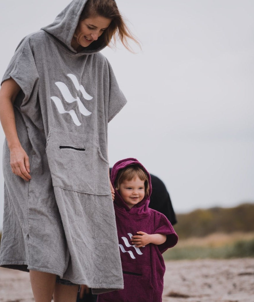 Watery badeponcho til voksne - Bomuld - Sort