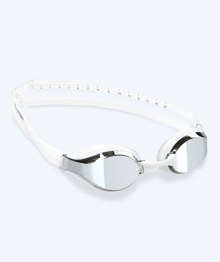 Watery Elite svømmebriller - Poseidon Mirror - Hvid/sølv
