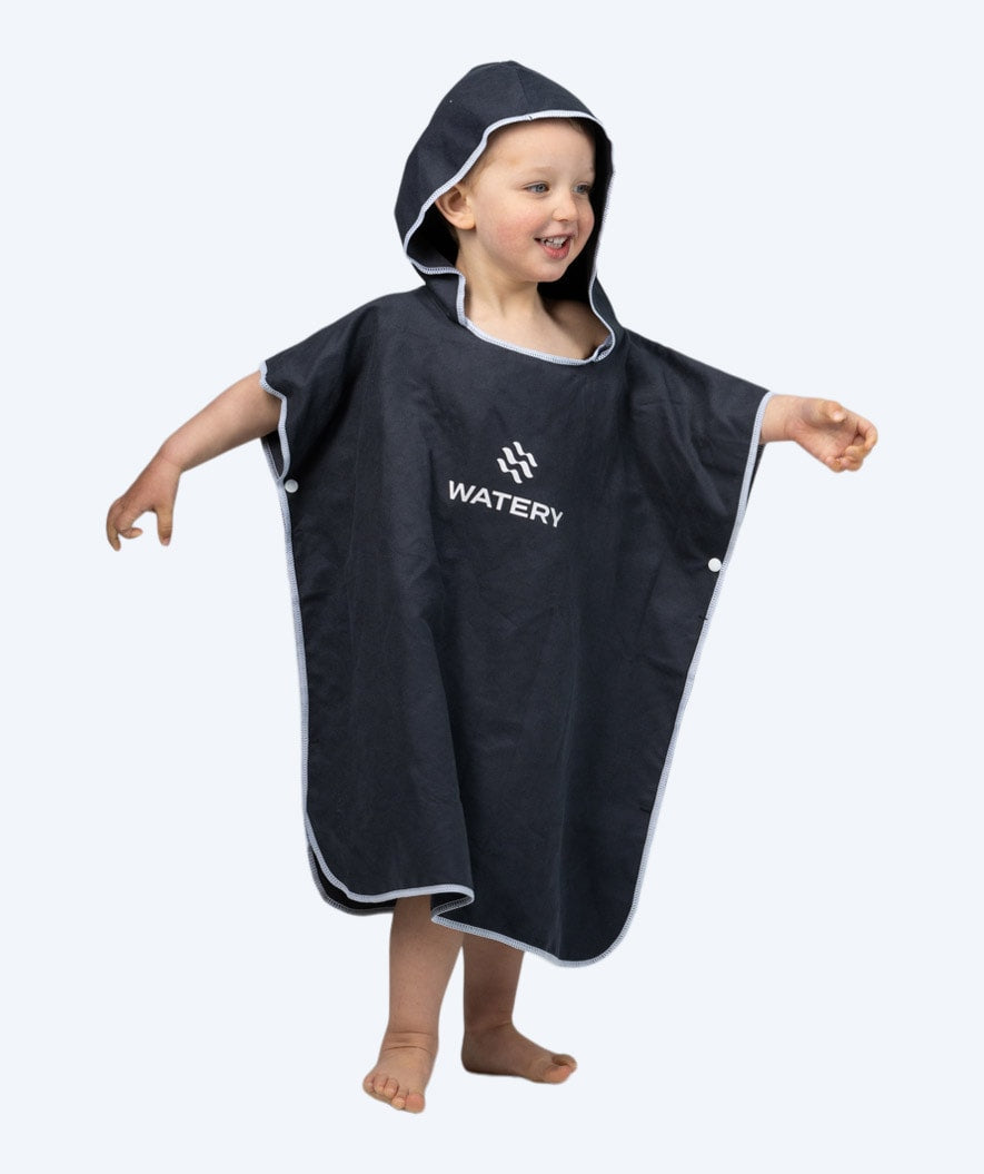 Watery badeponcho til børn - Microfiber - Sort