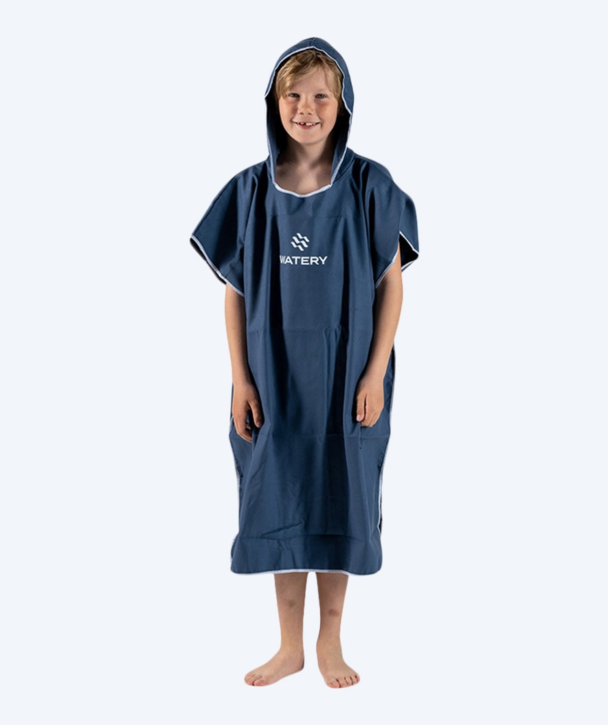 Watery badeponcho til junior - Microfiber - Mørkeblå