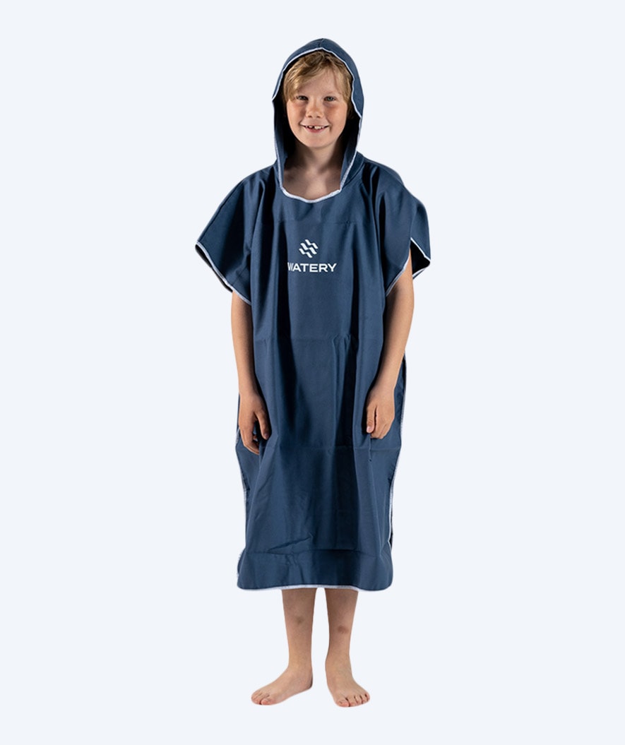 Watery badeponcho til junior (6-15) - Microfiber - Mørkeblå