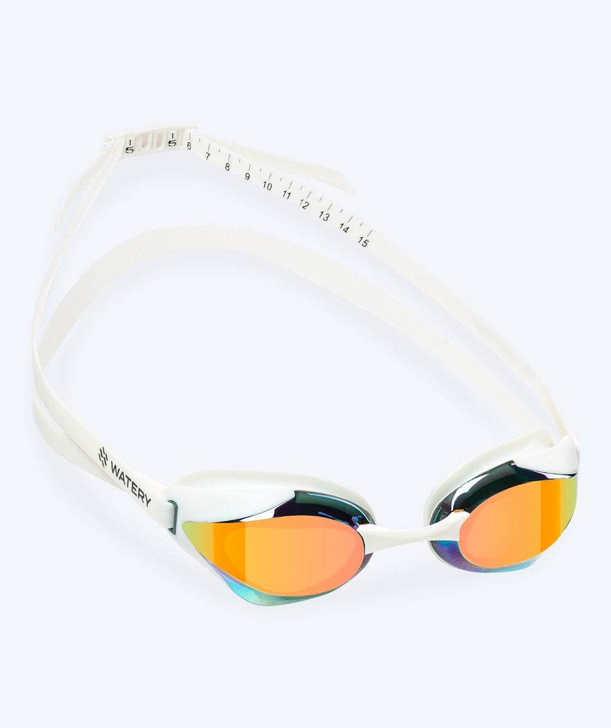 Watery Elite svømmebriller - Poseidon Ultra Mirror - Hvid/guld