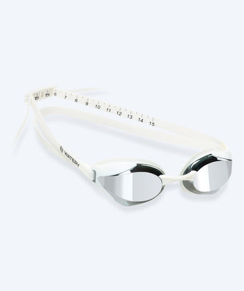 Watery Elite svømmebriller - Poseidon Ultra Mirror - Hvid/sølv