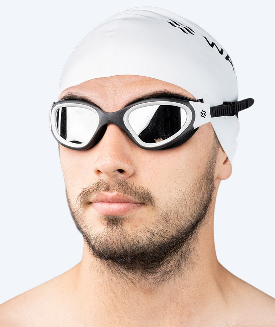 Watery motions svømmebriller - Raven Mirror - Sort-hvid/sølv