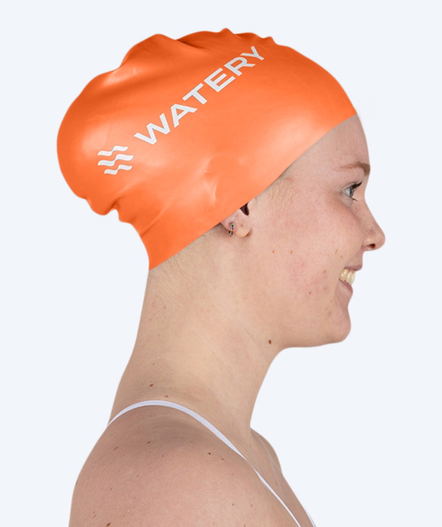 Watery badehætte til langt hår - Signature - Orange