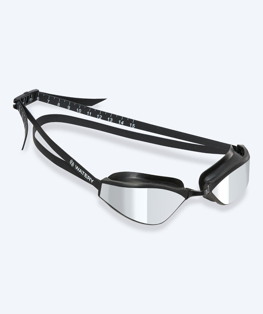 Watery Elite svømmebriller - Storm Racer Mirror - Sort/sølv