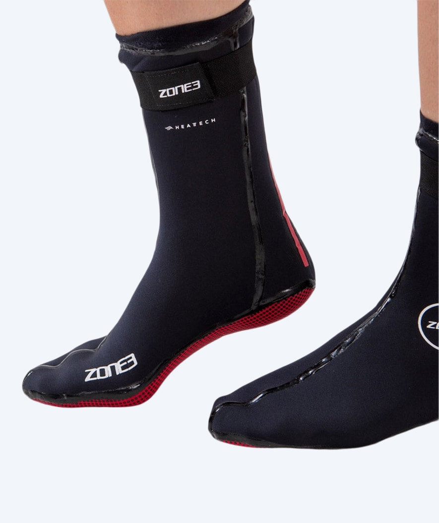ZONE3 neopren sokker til åbent vand  - Neopren Heat-Tech (3.5mm) - Sort/rød