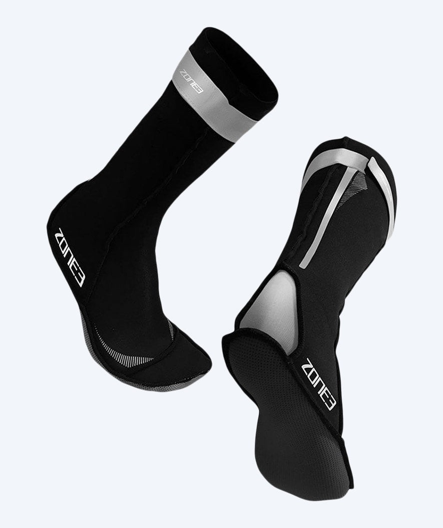 ZONE3 neopren sokker til åbent vand - Neopren (2mm) - Sort/sølv