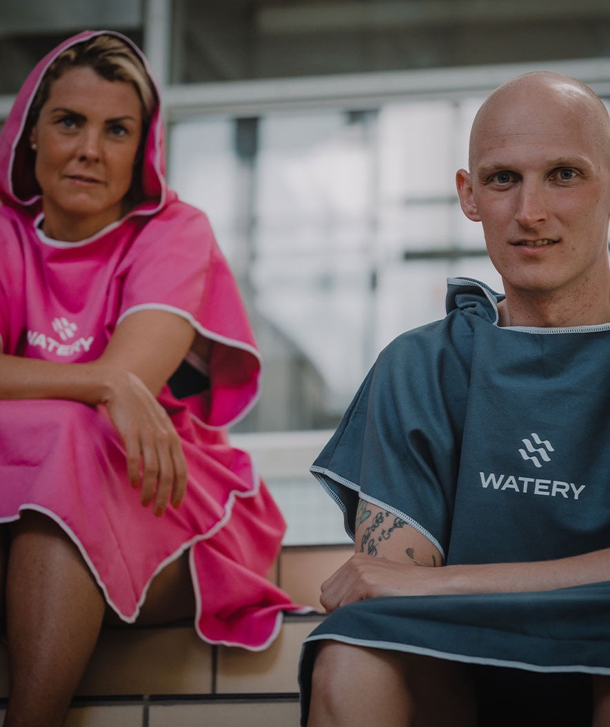 Watery badeponcho til voksne - Microfiber - Mørkeblå